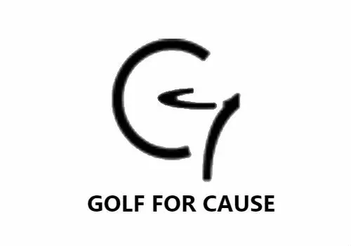 A black and white logo of golf for cause.
