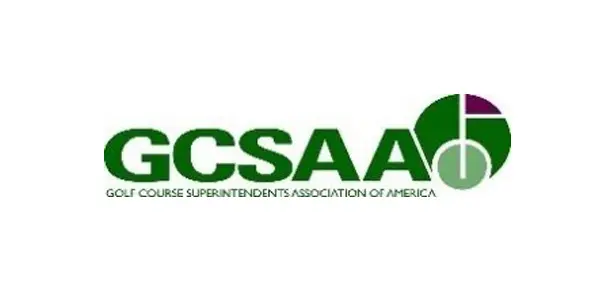 A green and white logo for the course superintendents association of america.