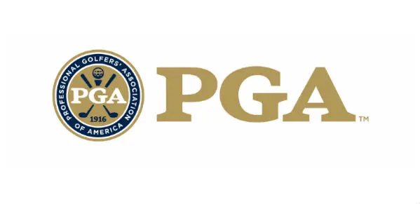 A white background with the pga logo in gold.