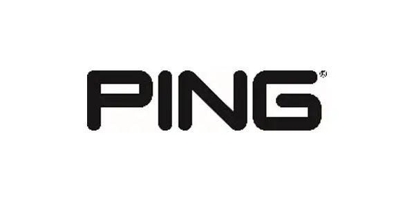 A black and white logo of ping golf