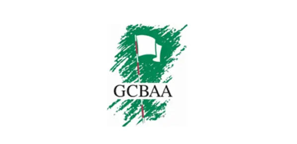 A green and white logo for the golf course.